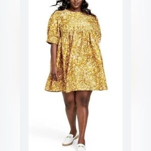 Kika Vargas Golden Floral Kids Dress